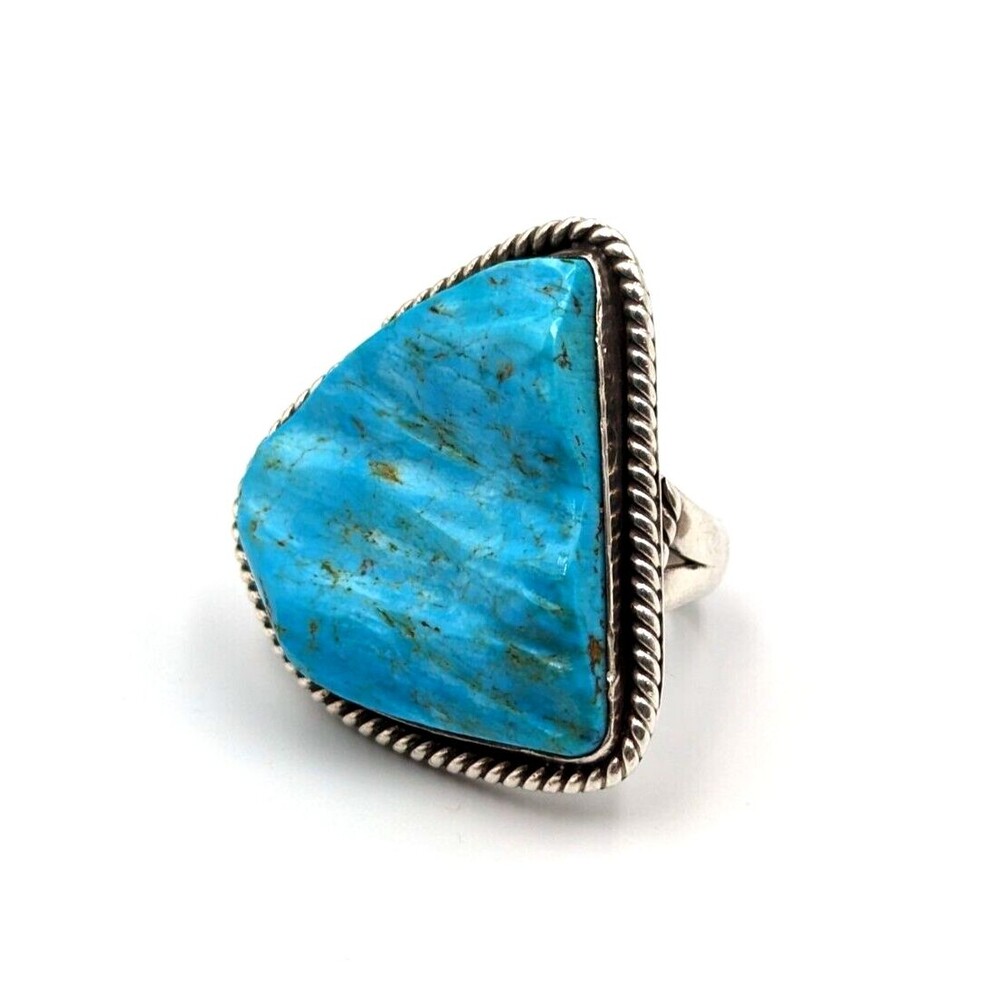 Vintage Sterling Silver 925 Southwestern Style Turquoise Statement Ring Sz 9.25